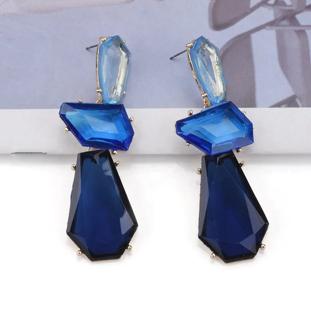 Multilayer Geometric Resin Drop Earrings