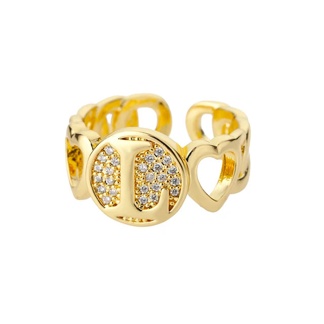 Alphabet Gold Plated Resizable Ring