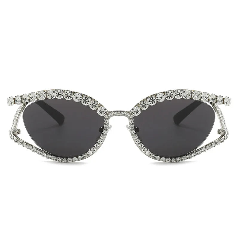 Rhinestones Cutout Frame Sunglasses