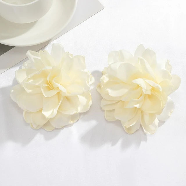 Large Flower Fabric Earrings