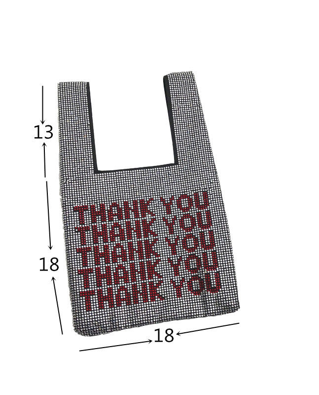 Thank You Rhinestones Tote Bag