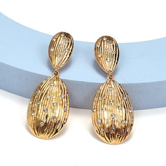 Oval Shells Rhinestones Drop Earrings