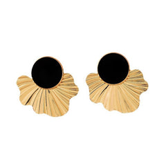 Pre Order:  Black Round Fan Earrings