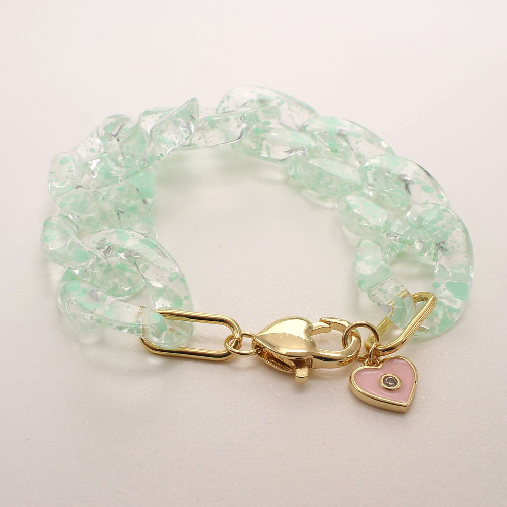 Zircon Charm Link Resin Bracelet