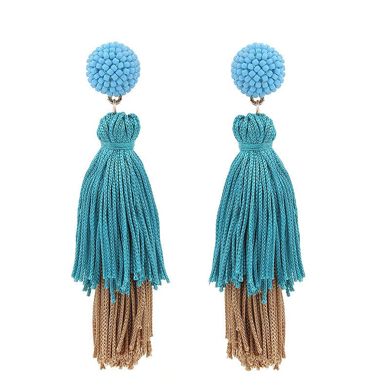 Bohemian Double Layered Tassel Earrings