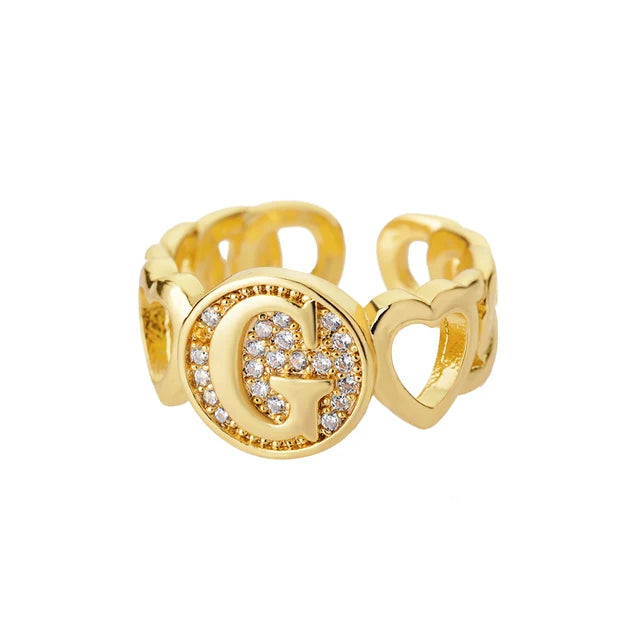 Alphabet Gold Plated Resizable Ring