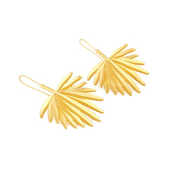 Retro Matte Gold Metal Leaf Earrings