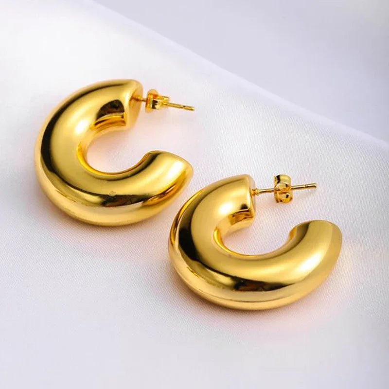 Chunky C Shape Hoop Earrings