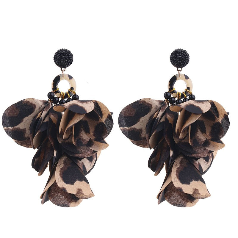 Fabric Floral Dangle Earrings