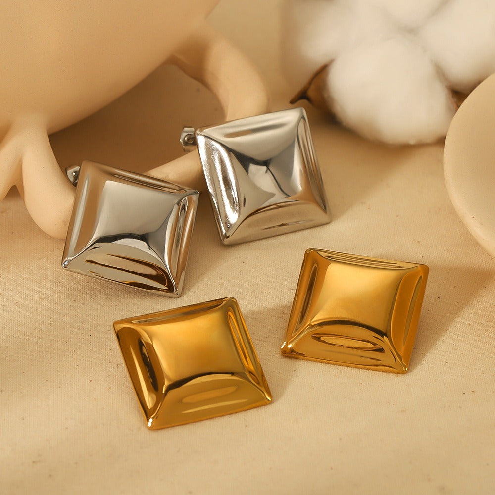 Pre Order:  Stainless Steel Concave Square Earrings