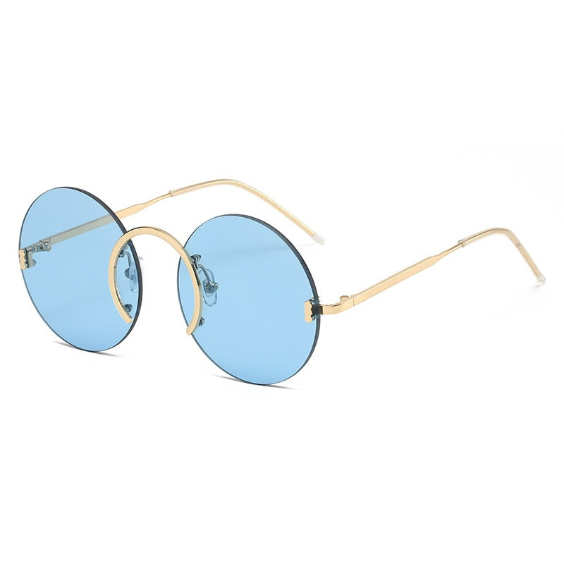 Round Frame Rimless UV400 Sunglasses