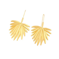 Retro Matte Gold Metal Leaf Earrings