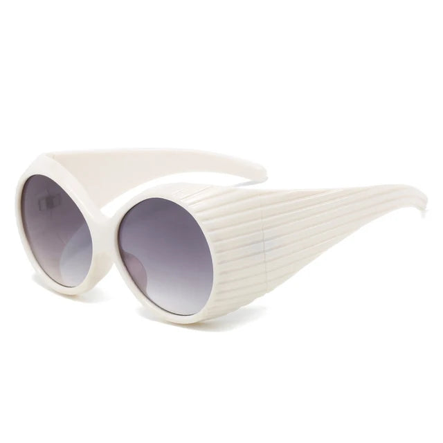 Oversized Striped Texture Temples Sunglasses