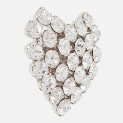 Round Rhinestone Heart Clip-On Earrings