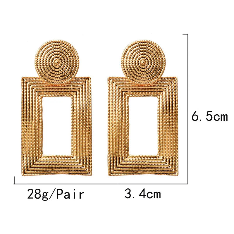 Rectangular Frame Drop Earrings