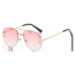 Retro Double Bridge Rimless Sunglasses