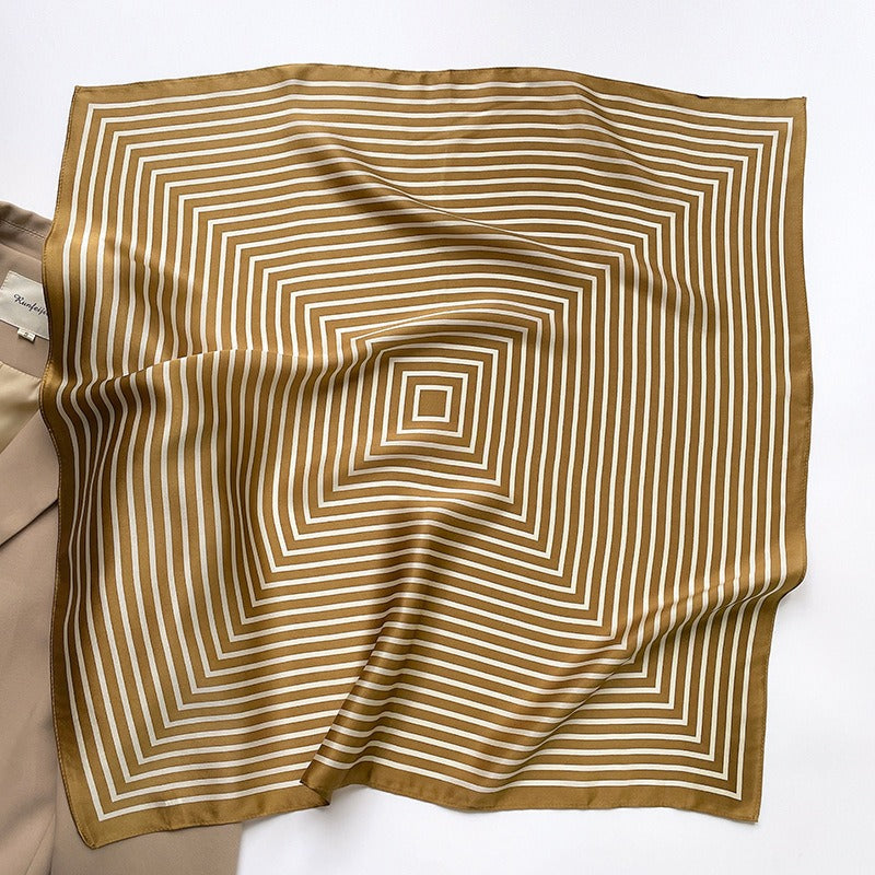 Striped Mulberry Silk Square Scarf