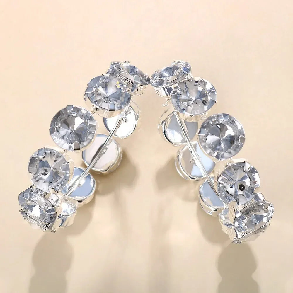 Exaggerate Rhinestone Hoop Earrings