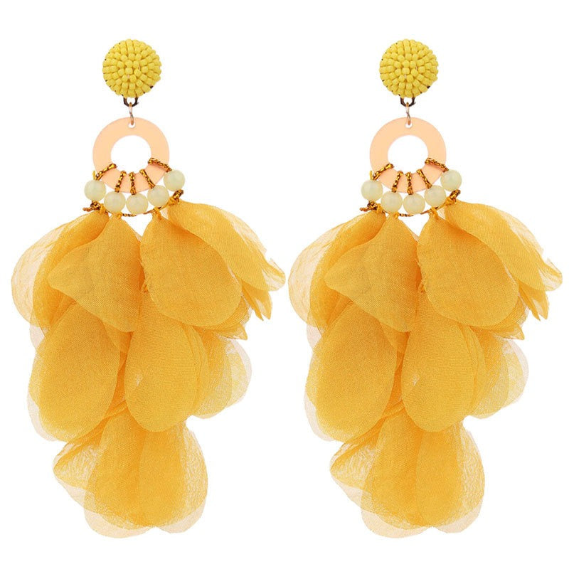 Soft Petals Beaded Dangling Earrings