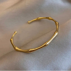 Bamboo Gold Plated Open Bracelet