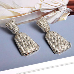 Basket Weave Texture Drop Earrings