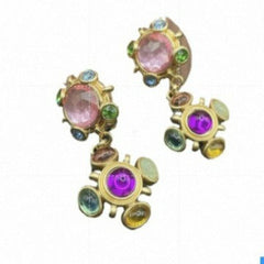 Antique Colorful Rhinestones Drop Earrings