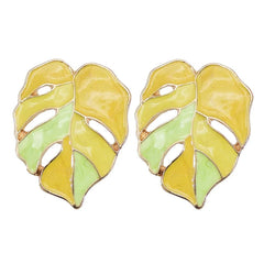 Monsteras Leaf Metal Earrings