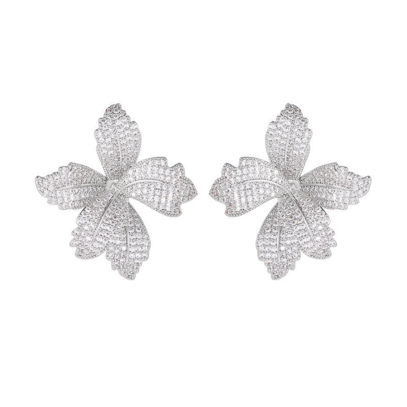 Pre Order:  Zircon Blooming Lily Flower Earrings