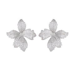 Pre Order:  Zircon Blooming Lily Flower Earrings