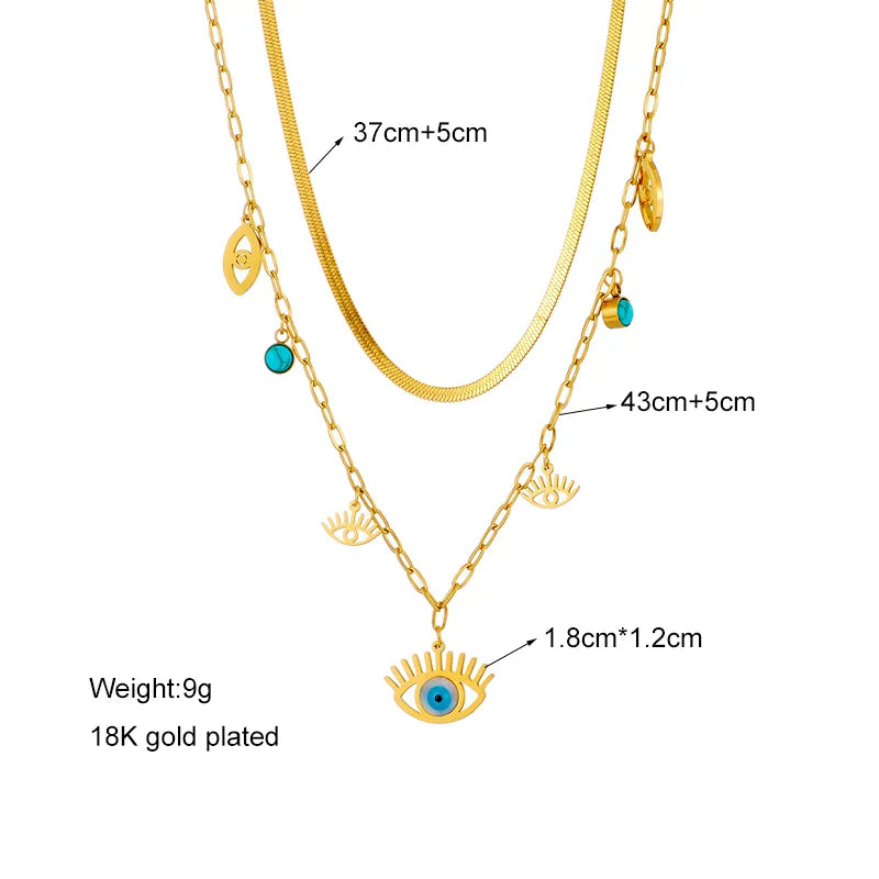 Blue Eyed Charms Multilayer Necklace