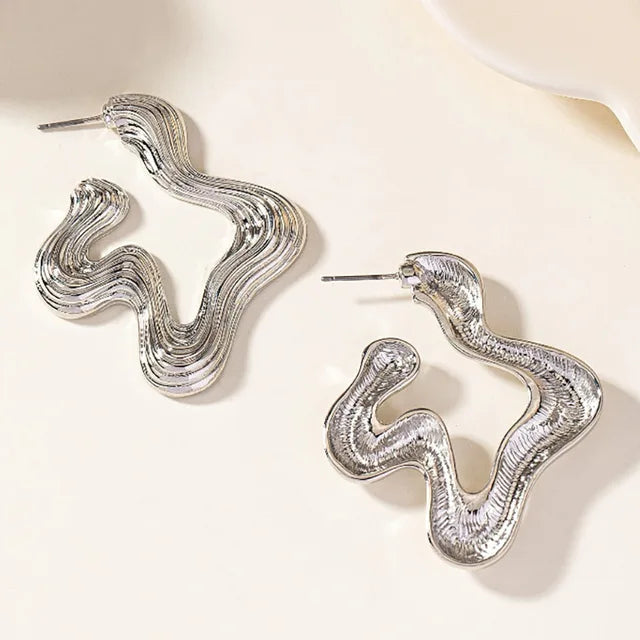 Warped Textured Large Hoop Earrings