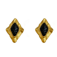 Retro Black Rhinestone Resin Earrings