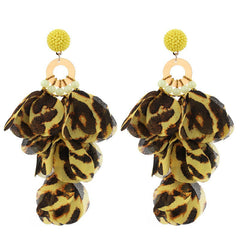 Fabric Petals Dangling Beaded Earrings