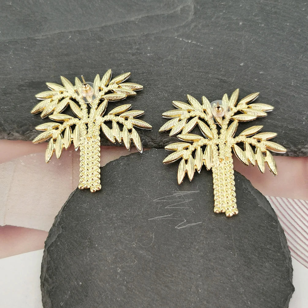 Palm Tree Crystal Stud Earrings