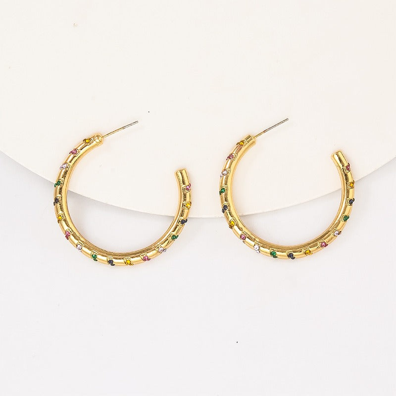 C-Hoop Color Stripes Earrings