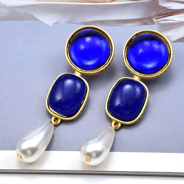 Colored Resin Faux Pearl Earrings