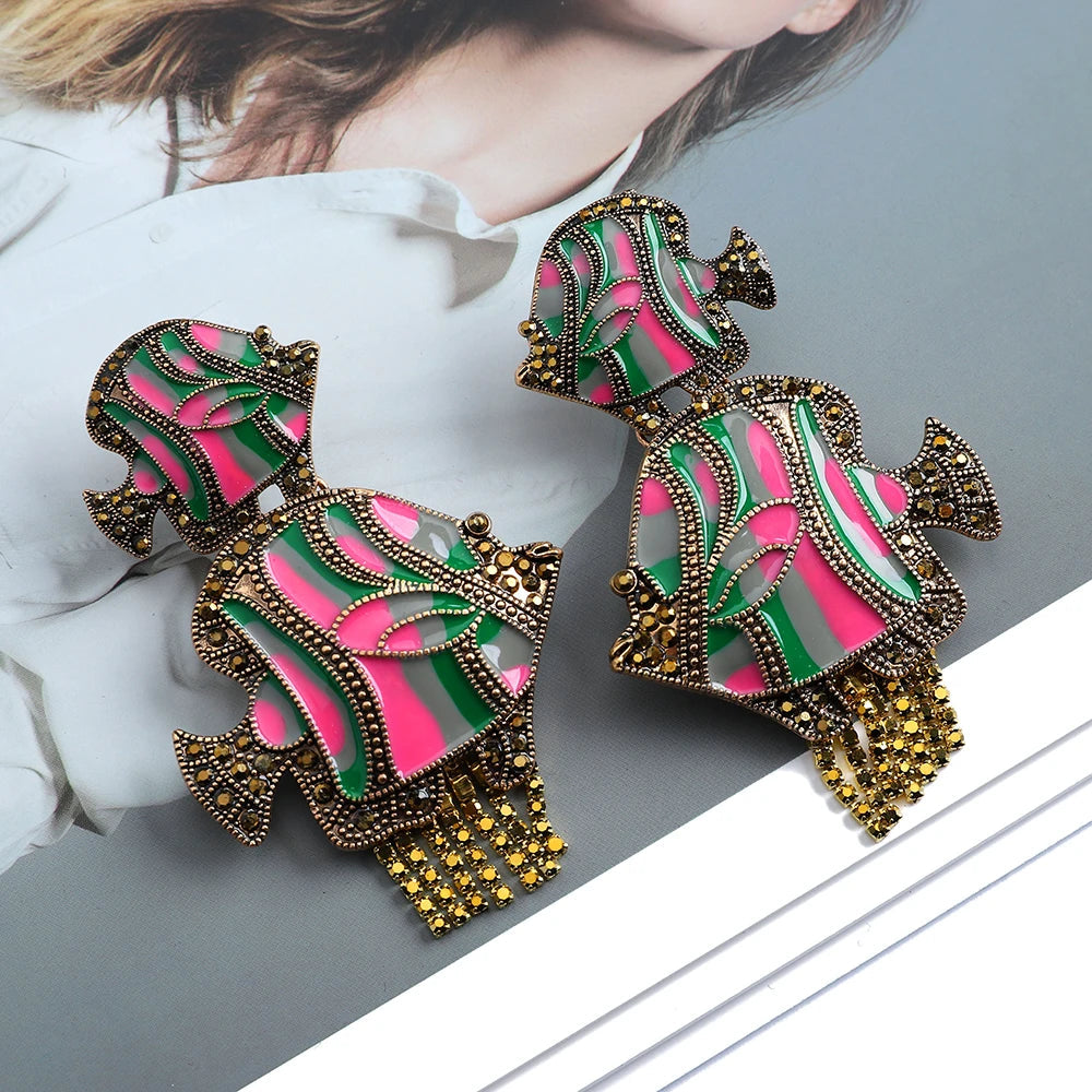 Fish Tassel Dangle Earrings