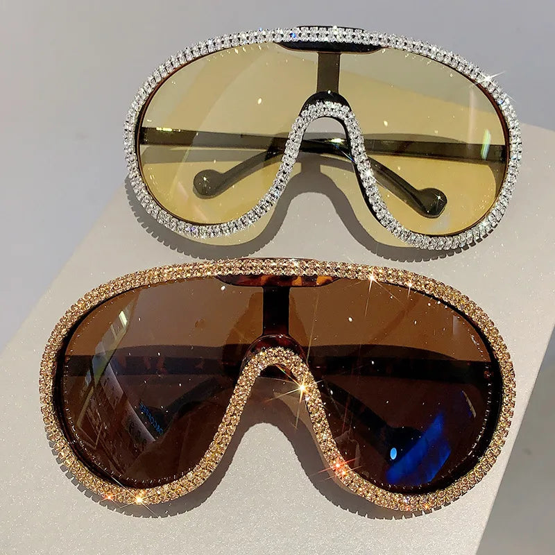 Rhinestones Large Frame Sunglasses