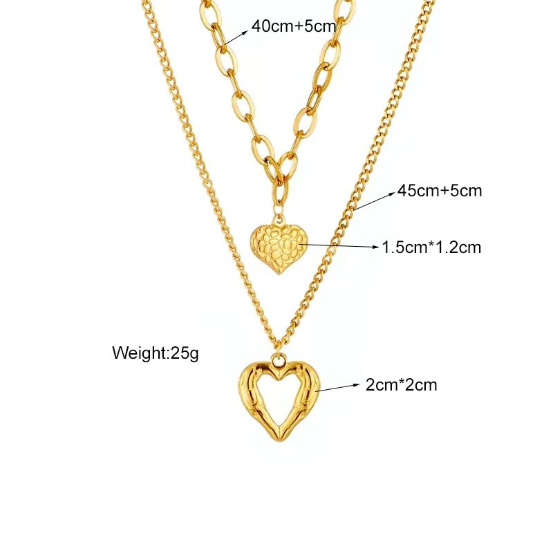 Double Hearts Gold Plated Necklace