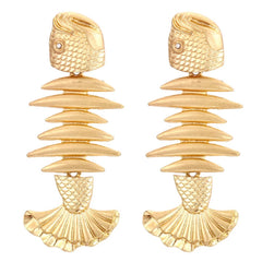 Vintage Golden Stitched Fishbone Earrings