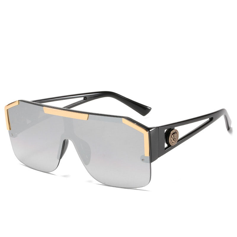 Oversized Square Semi-Rimless Sunglasses