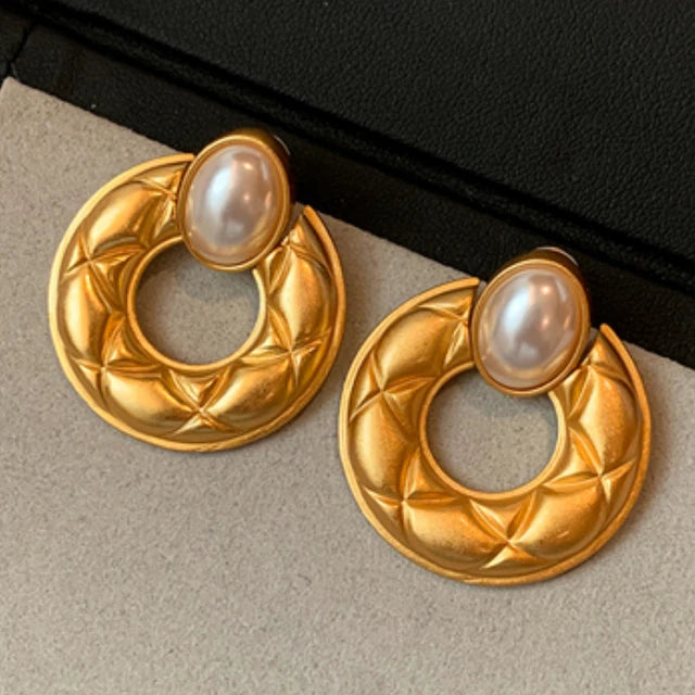 Faux Pearls Gold Plated Earrings