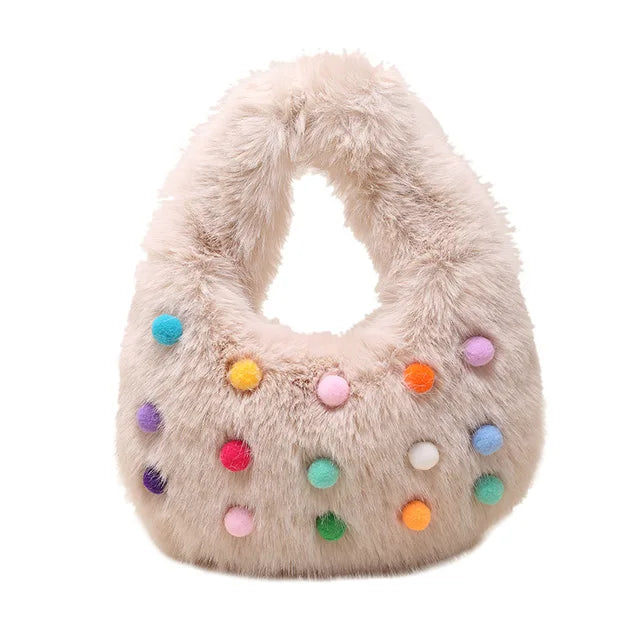 Multicolor Fur Balls Cloud Bag