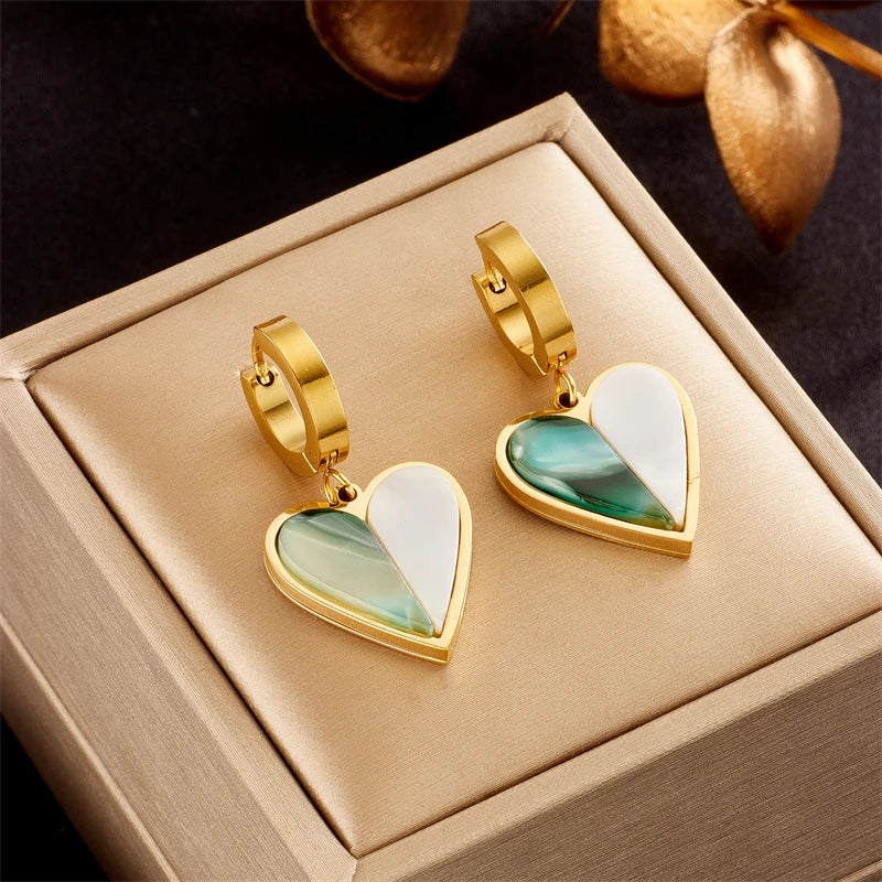 Two-Tone Hearts C-Hoop Earrings