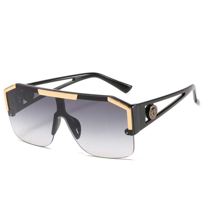 Oversized Square Semi-Rimless Sunglasses