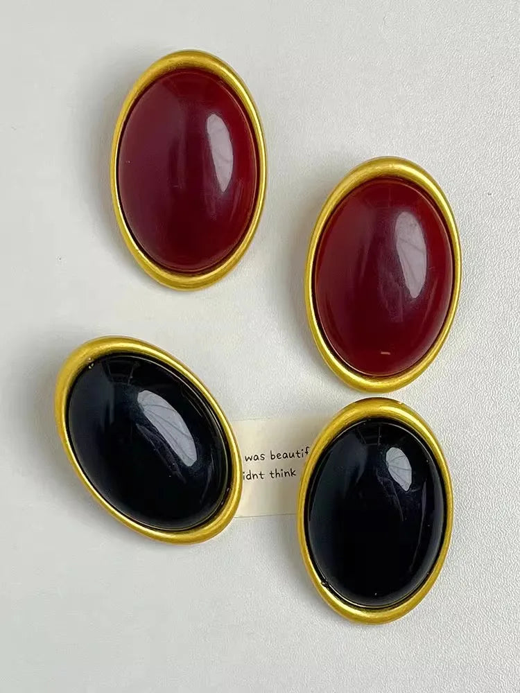 Framed Oval Resin Large Earrings