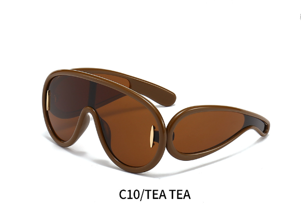 One-piece Oval Large Frame Sunglasses