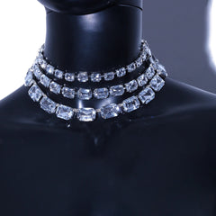 Multi-Row Rhinestones Collar Necklace