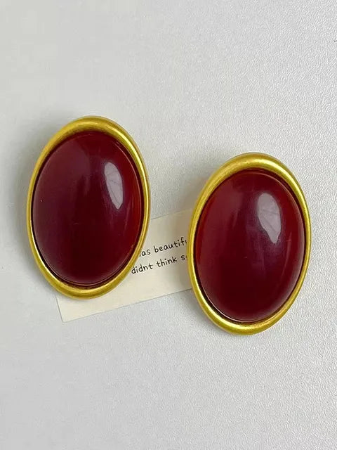 Framed Oval Resin Large Earrings