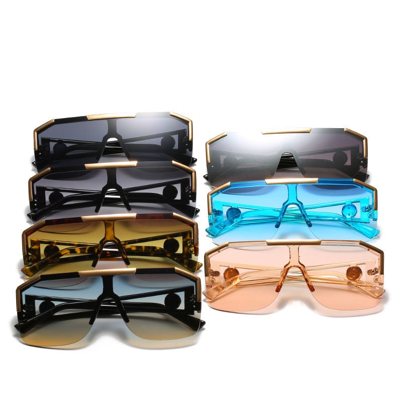 Oversized Square Semi-Rimless Sunglasses